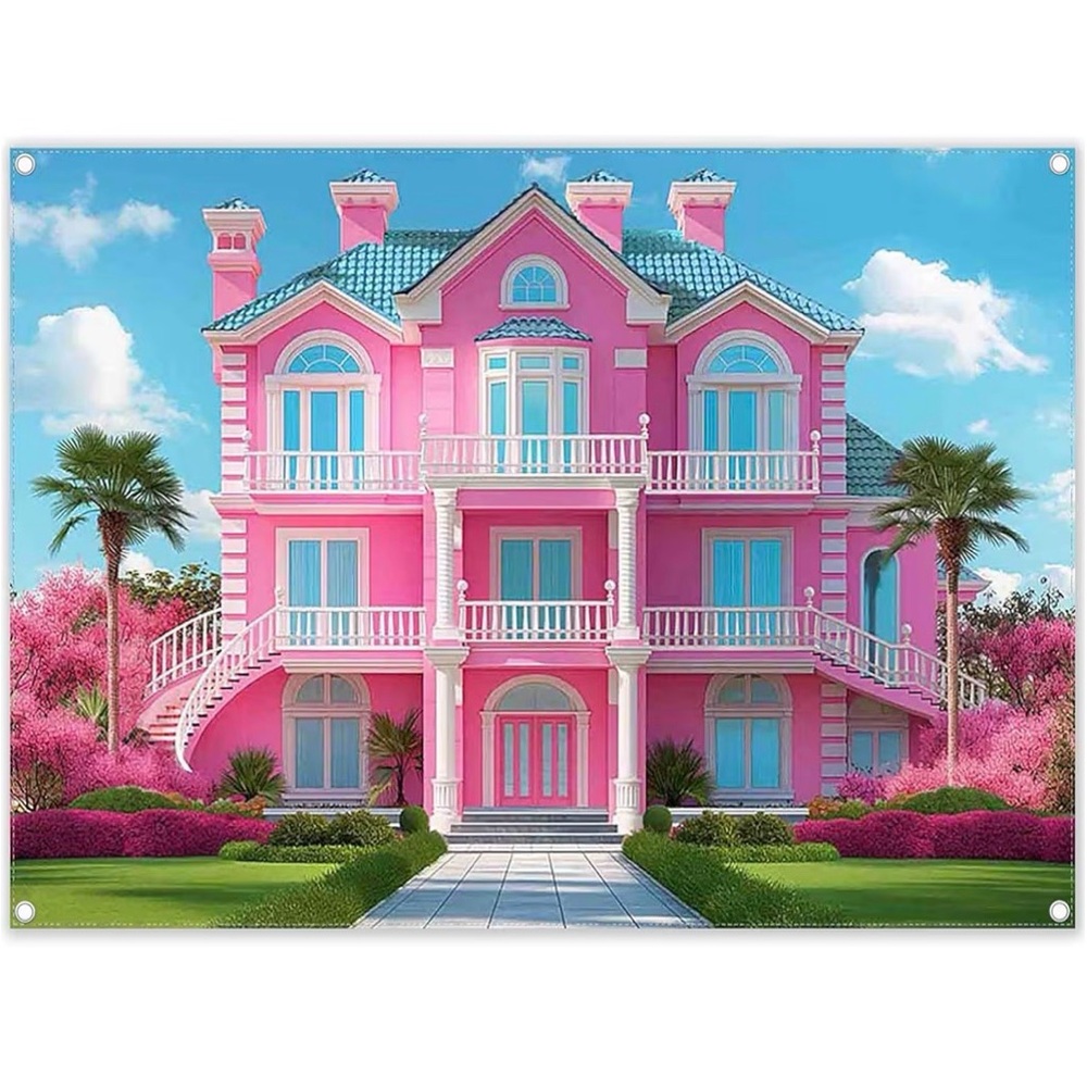 Barbie Dream house photo backdrop birthday background